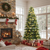 Pre-Lit Green Fir Christmas Tree with Stand,6.5Ft