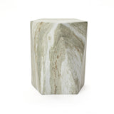 Green Faux Marble Outdoor Side Table for Patio, 18.4'' H