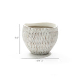 White textured resin round planter, large