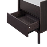 Modi Wenge Nightstand End Table with Faux Marble Top, 19"