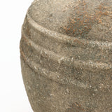 Rustic Gray and White Round Terracotta Vase,13.4''