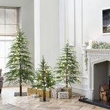 Pre-Lit Green Artificial Trees Christmas with Stand-Set of 3