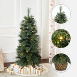 Pre-Lit Green Full Christmas Tree Potted,3.9Ft