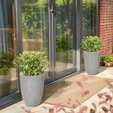 Ibiza Tall Tapered Outdoor Planters set of 2 – 19.21"h Stone Grey