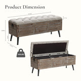 Rustic Farmhouse Upholstered Storage Bench for Entryway or End of Bed, 47.2" W