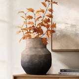 Round Terracotta Vase – 11.4″ Brown Ombre Handcrafted Rustic Accent
