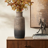 Brown Ombre Tall Terracotta Vase, 14.8" h
