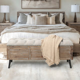 Rustic Farmhouse Upholstered Storage Bench for Entryway or End of Bed, 47.2" W