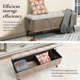 Rustic Farmhouse Upholstered Storage Bench for Entryway or End of Bed, 47.2" W