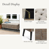 Rustic Farmhouse Upholstered Storage Bench for Entryway or End of Bed, 47.2" W