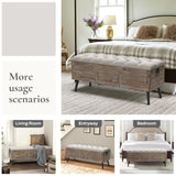 Rustic Farmhouse Upholstered Storage Bench for Entryway or End of Bed, 47.2" W