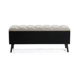 Rustic Farmhouse Upholstered Storage Bench for Entryway or End of Bed, 47.2" W