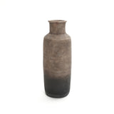 Brown Ombre Terracotta Vase – 18.7″ Narrow Rustic Decorative Accent