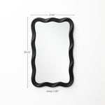 Rectangular mirror size 21.65" w, 35.43" h, and 1.38" d, mounted on a white wall for a chic modern touch.