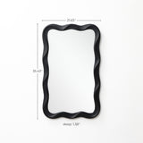 Rectangular mirror size 21.65" w, 35.43" h, and 1.38" d, mounted on a white wall for a chic modern touch.