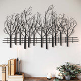 Snowy Black Metal Field of Trees Wall Decor