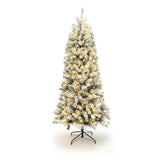 7ft Pre-Lit Snow-Flocked Artificial Christmas Tree - LuxenHome