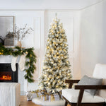 7ft Pre-Lit Snow-Flocked Artificial Christmas Tree - LuxenHome