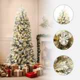 7ft Pre-Lit Snow-Flocked Artificial Christmas Tree - LuxenHome