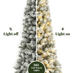 7ft Pre-Lit Snow-Flocked Artificial Christmas Tree - LuxenHome