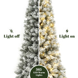 7ft Pre-Lit Snow-Flocked Artificial Christmas Tree - LuxenHome