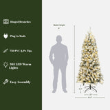 7ft Pre-Lit Snow-Flocked Artificial Christmas Tree - LuxenHome