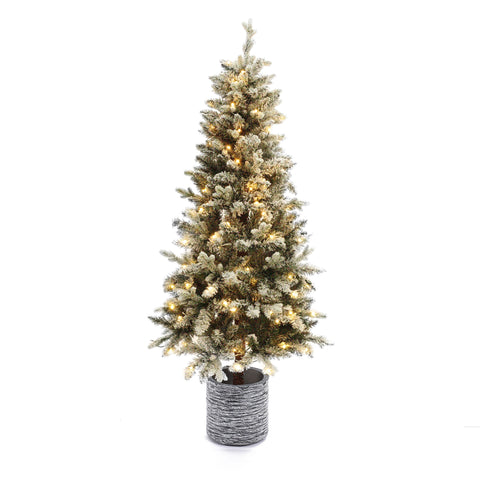 5.6Ft Pre-Lit LED Artificial Slim Fir Christmas Tree with Pot
