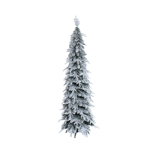 6.8Ft Pencil Slim Artificial Snow-Flocked Christmas Tree