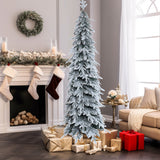 6.8ft-tall-pencil-slim-artificial-snow-flocked-christmas-tree