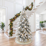 Pre-Lit Flocked Artificial Christmas Tree with Stand，6.5ft