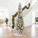 Pre-Lit Flocked Artificial Christmas Tree with Base, 7ft