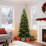 Pre-Lit Green Artificial Slim Christmas Tree with Light, 6ft