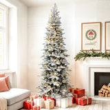 7.5Ft Pre-Lit Flocked Artificial Christmas Tree with Pine Cones