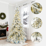 Pre-Lit Flocked Sweeping Christmas Branches Tree,7.5Ft