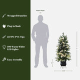 Pre-Lit Flocked Artificial Christmas Tree in Pot, 4ft
