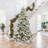 Pre-Lit Flocked Artificial Pine Christmas Tree, 7ft