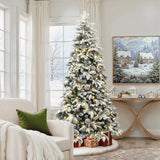 Pre-Lit Flocked Artificial Pine Christmas Tree, 7ft