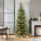 Pre-Lit Green Artificial Christmas Trees with Stand,7.5ft