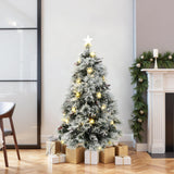 Pre-Lit Flocked Fiber Optic Christmas Tree,5ft