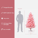 Pre-Lit Fiber Optic Pink Christmas Tree with lights,6ft