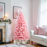 Pre-Lit Fiber Optic Pink Christmas Tree with lights,6ft