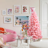 Pre-Lit Fiber Optic Pink Christmas Tree with lights,6ft