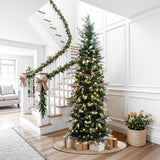 Pre-Lit Green Artificial  Pencil  Christmas Tree,6.5Ft