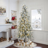 Pre-Lit Slim Cedar Christmas Tree with Stand,6.5ft