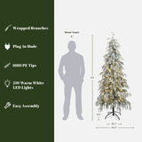 Pre-Lit Slim Cedar Christmas Tree with Stand,6.5ft