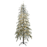 Pre-Lit Snowy Slim Artificial Cedar Christmas Tree, 7.5ft