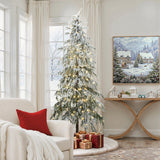 Pre-Lit Snowy Slim Artificial Cedar Christmas Tree, 7.5ft