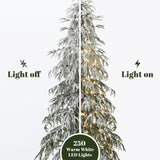 Pre-Lit Snowy Slim Artificial Cedar Christmas Tree, 7.5ft