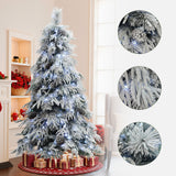 Pre-Lit Artificial Branches Snowy Christmas Tree, 6ft