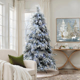 Pre-Lit Artificial Branches Snowy Christmas Tree, 6ft